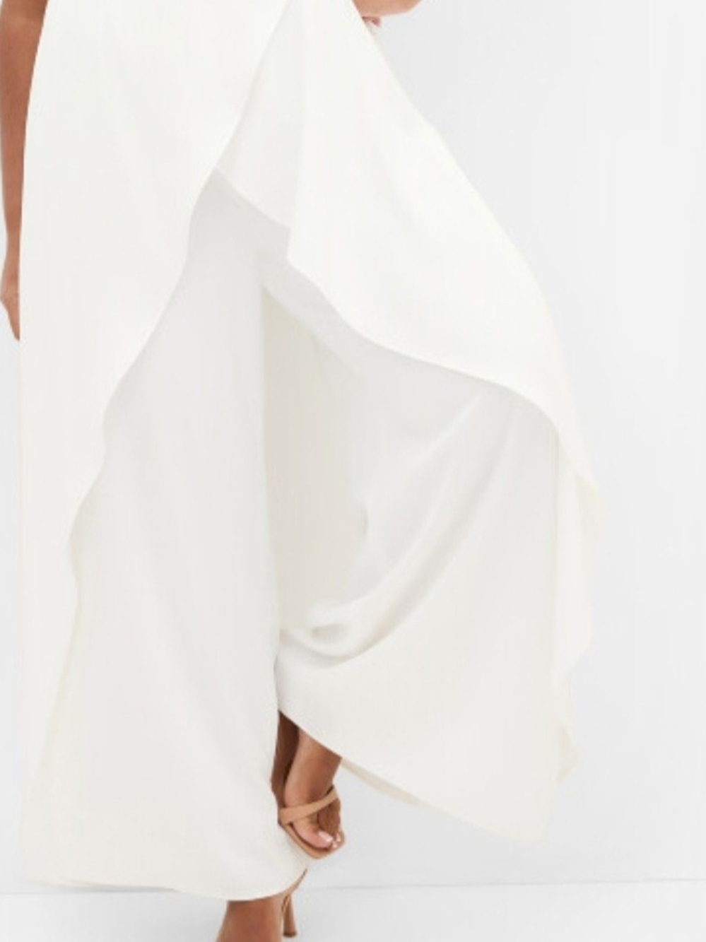 City Chic Ivory Strapless Wide-Leg Jumpsuit with Draped Overlay - Picture 4 of 15